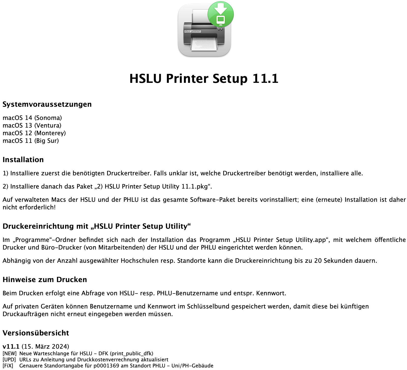 HSLU Printer Setup - ReadMe